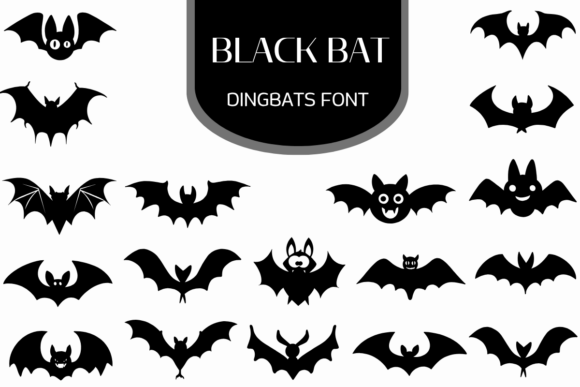 Black Bat Font for Spooky Design